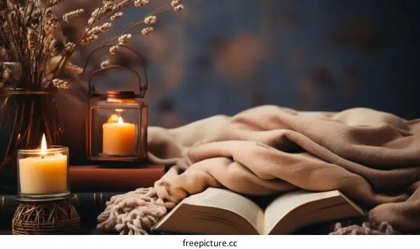 A cozy blanket and a book