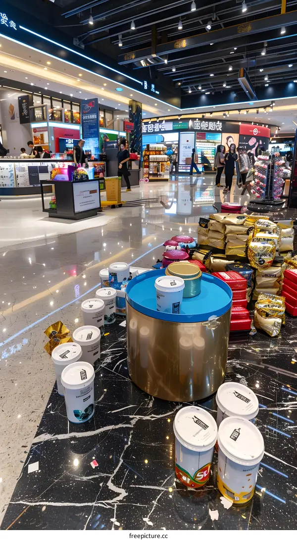 Store Interior With Display of Coffee Cans