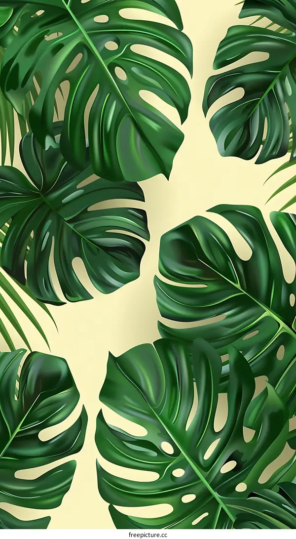 Green Tropical Leaves Pattern Background