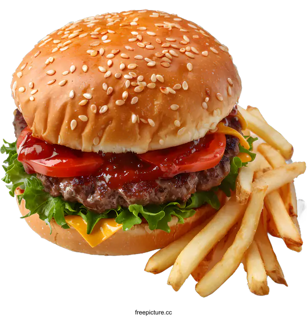 [Transparent Background PNG]cheeseburger and french fries
