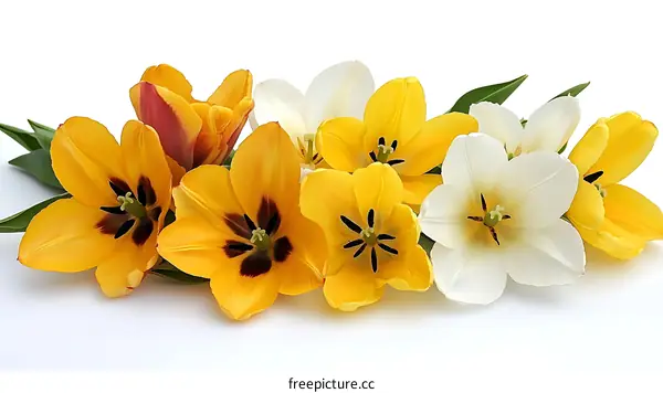 Beautiful Bouquet of Yellow and White Tulips