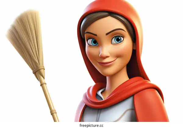 Little Red Riding Hood with a Broom