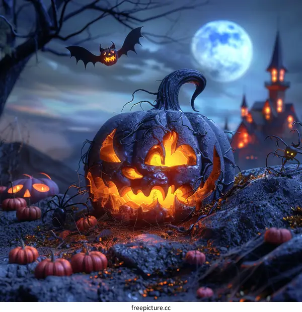 Halloween Pumpkin in a field