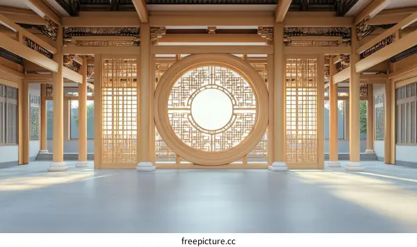 Chinese Style Interior Architecture Illustration