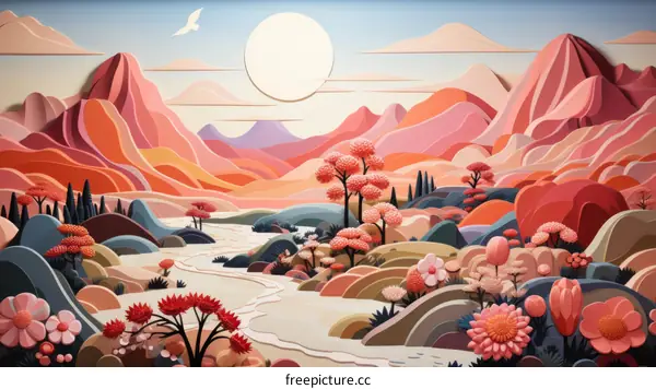 Surreal Landscape Painting with Vibrant Colors