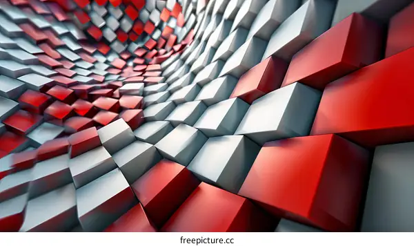 Red and White 3D Cubes Background