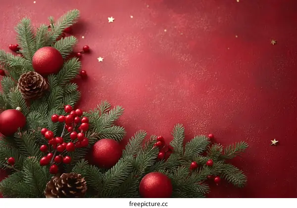 Christmas Decoration on Red Background