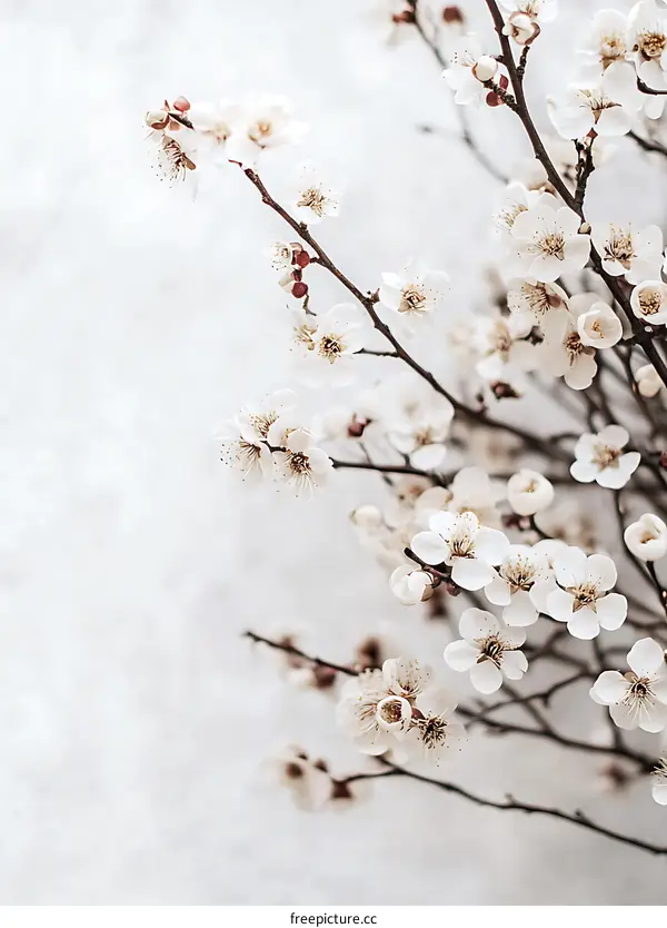 Delicate White Flowers on a Branch
