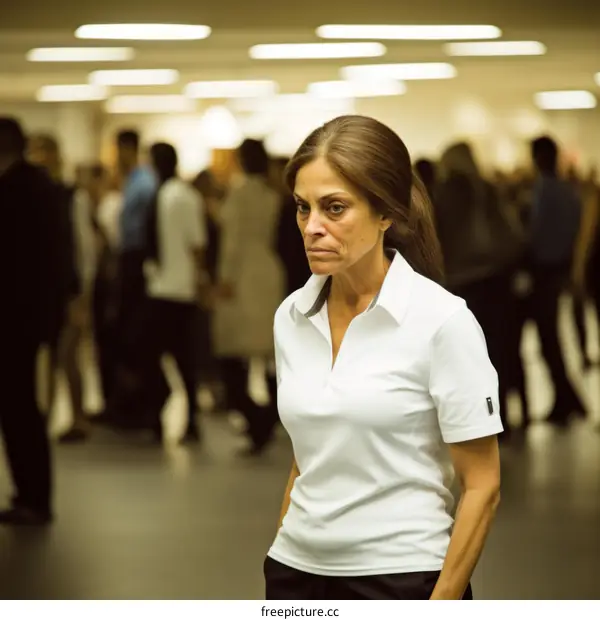 A woman standing in a crowd of people