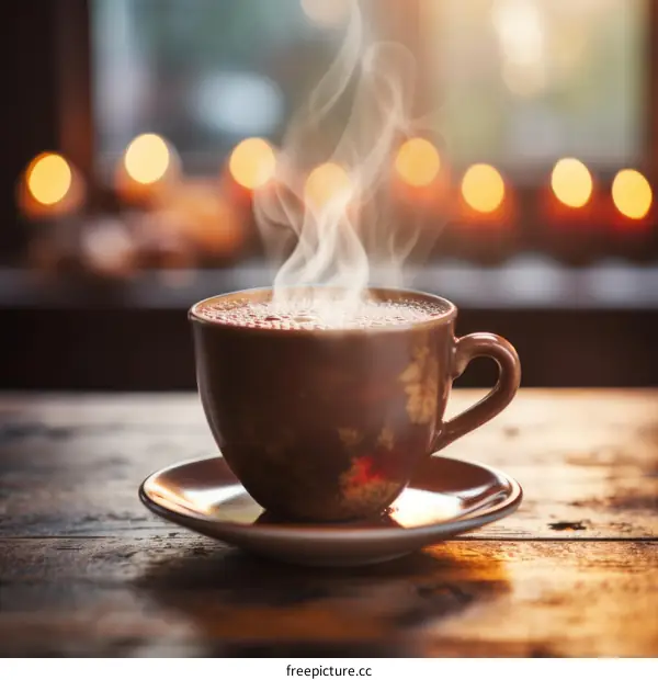 A cup of coffee in a classic setting with soft background
