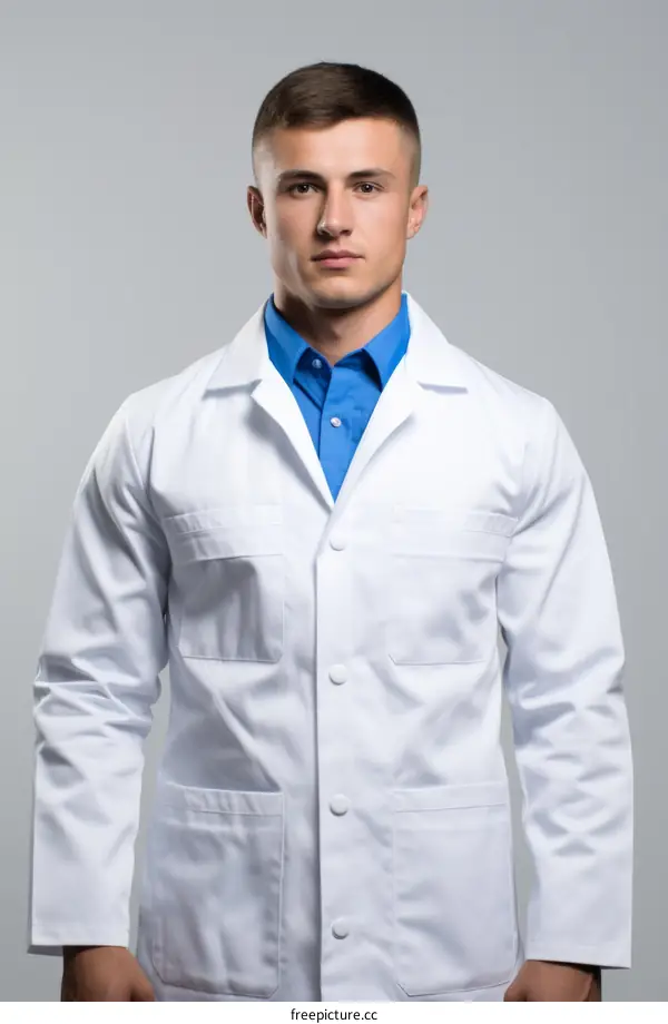 Portrait of a male doctor in a white coat