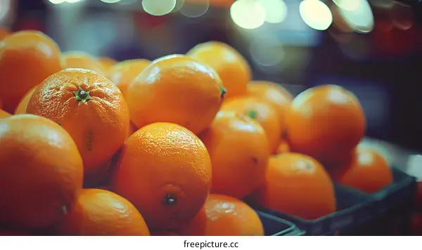 Fresh Oranges in a Market Box