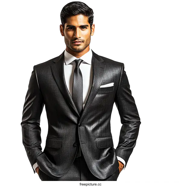 [Transparent Background PNG]Stylish Dark Suit for Business Professional