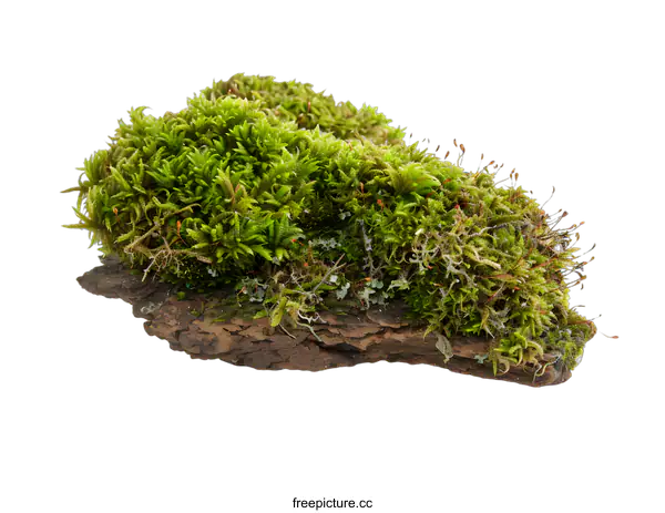[Transparent Background PNG]Green Moss on Brown Rock Isolated on White Background