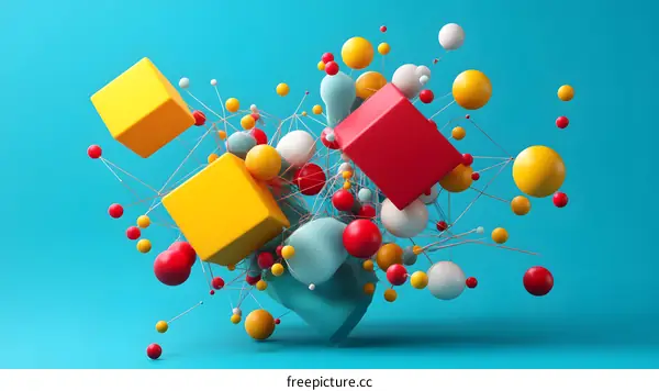 Abstract Colorful 3D Geometric Shapes