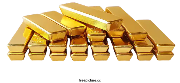 [Transparent Background PNG]Golden Bullion Bars Stacked
