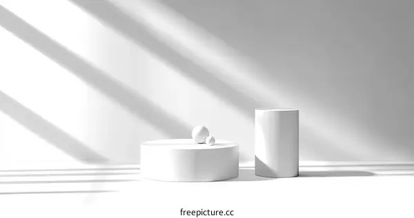 White Minimalist Product Display with Geometric Shapes
