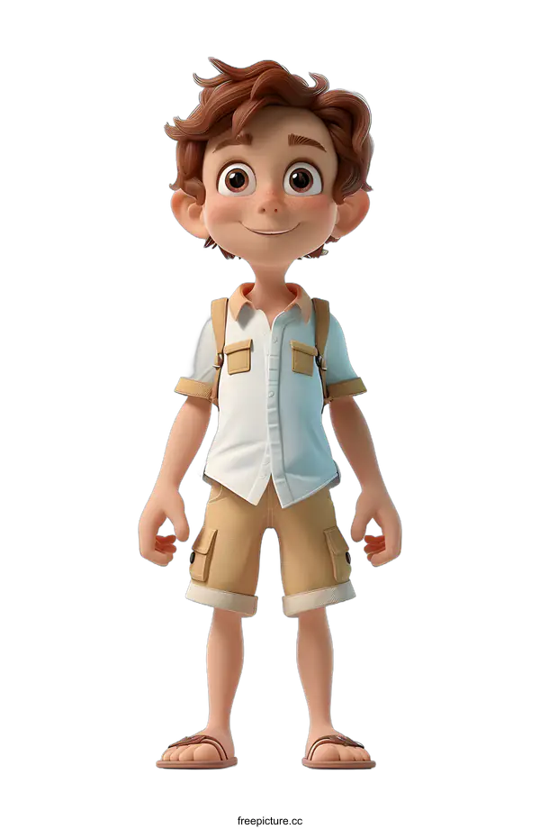 [Transparent Background PNG]Cartoon Boy 3D Illustration Character Isolated on White Background