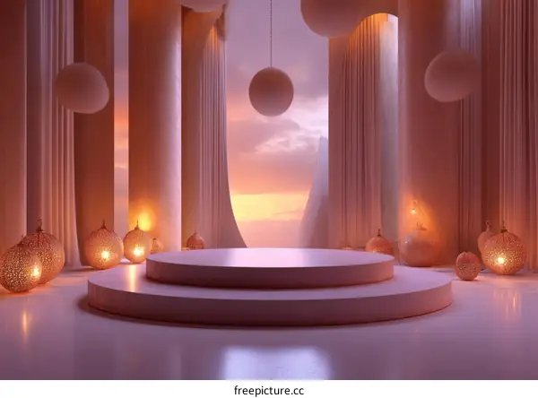 Elegant Sunset Display Podium Design