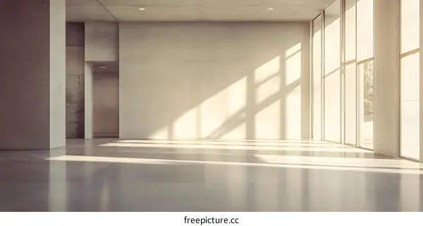 Minimalist Interior Design With Concrete Walls and Large Windows