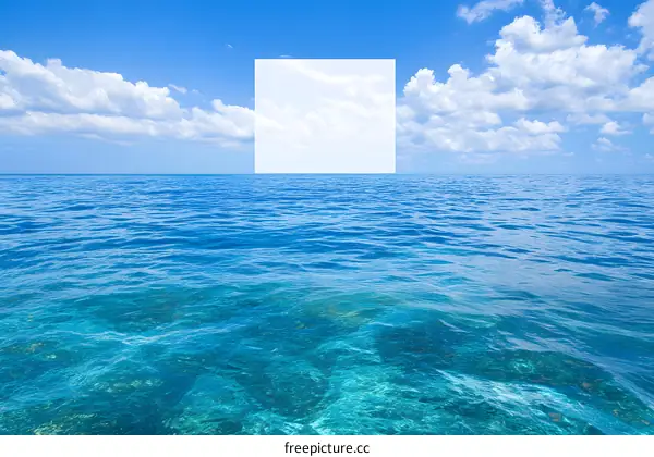 Blank White Space Over Blue Ocean and Cloudy Sky