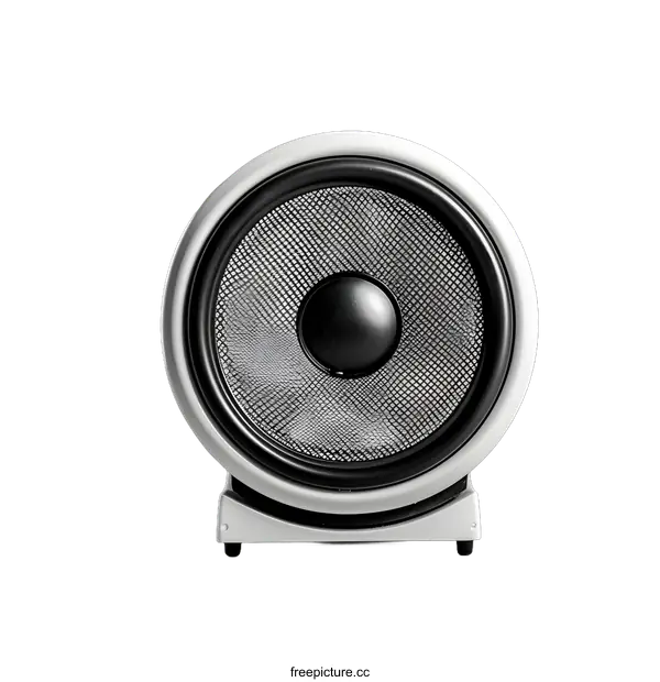 [Transparent Background PNG]White Round Speaker with Black Grille and Base