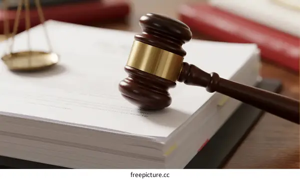 Judge gavel on legal documents with scales of justice