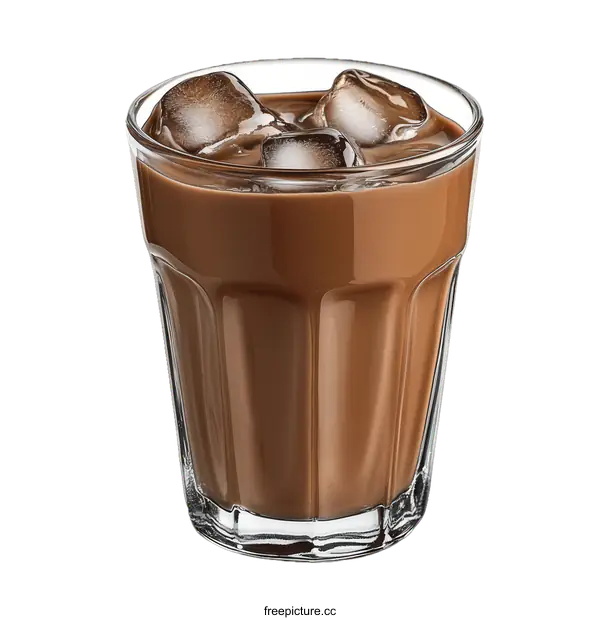 [Transparent Background PNG]Delicious Iced Chocolate Drink in Glass