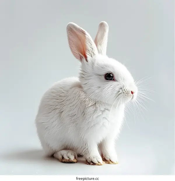 White Rabbit on White Background