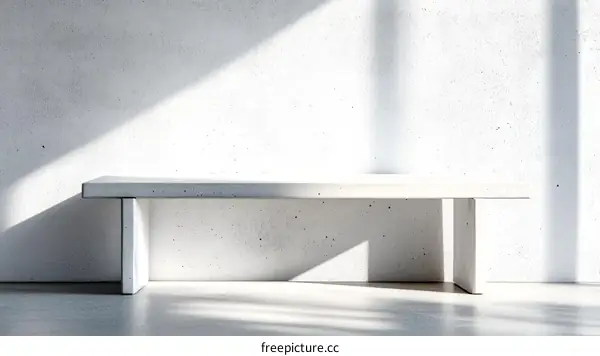 Modern Minimalist Concrete Bench Indoor Scene