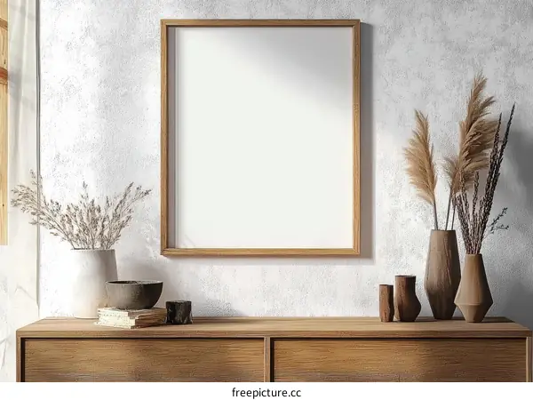 Empty Frame Mockup in Modern Boho Style Interior