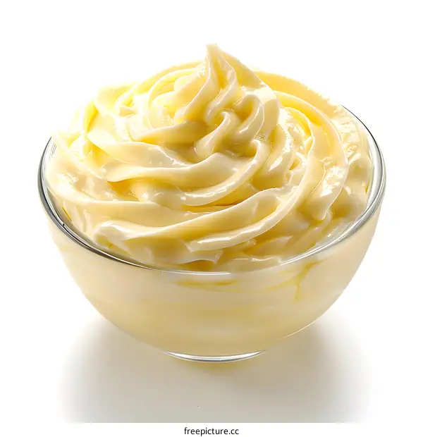 Close-up of a bowl of vanilla custard