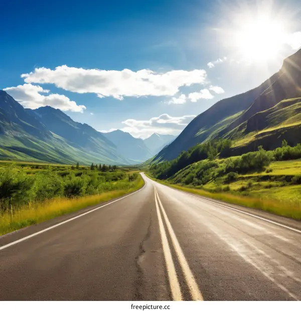 Road Through the Mountains in the Summer