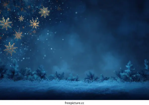 Winter Night Snowy Forest Landscape Illustration