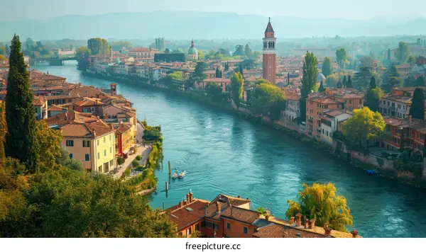 Verona, Italy. View from Castel San Pietro