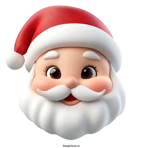 [Transparent Background PNG]Cute Cartoon Santa Claus Face Illustration