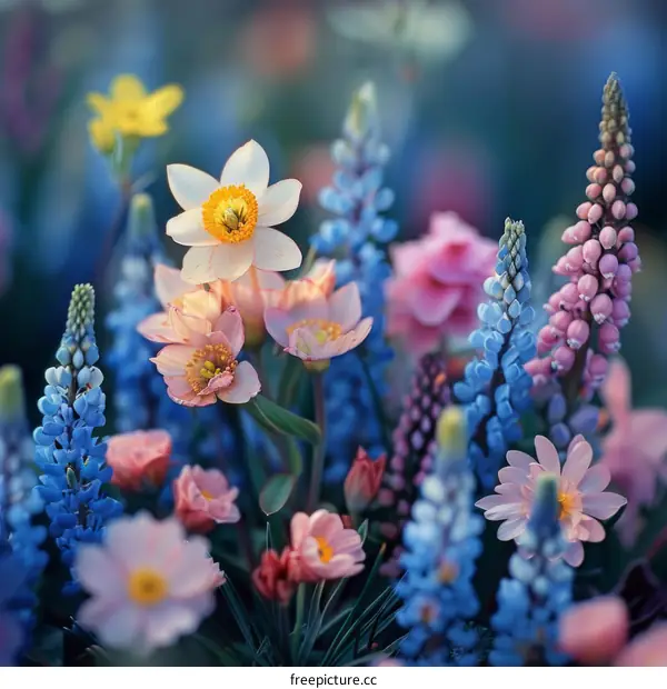 Close-up of colorful flowers in a field