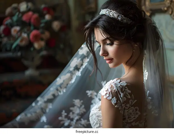 A bride with a veil