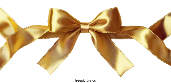 [Transparent Background PNG]Elegant Gold Satin Ribbon Bow Decoration