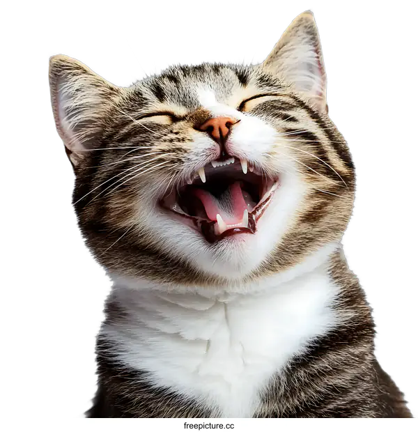 [Transparent Background PNG]Laughing Cat Close-up Portrait Against transparent background