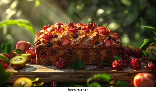 Indulgent Homemade Fruit Cake with Berries