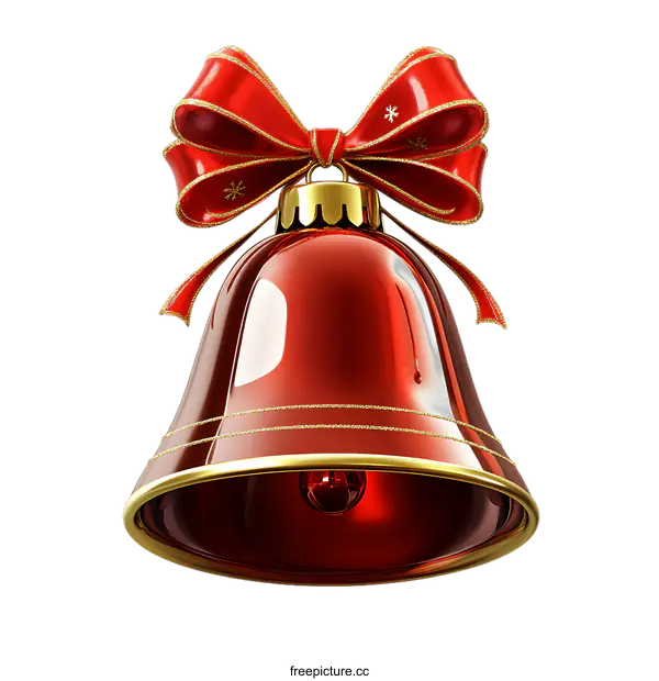 [Transparent Background PNG]Christmas Red Bell with Ribbon