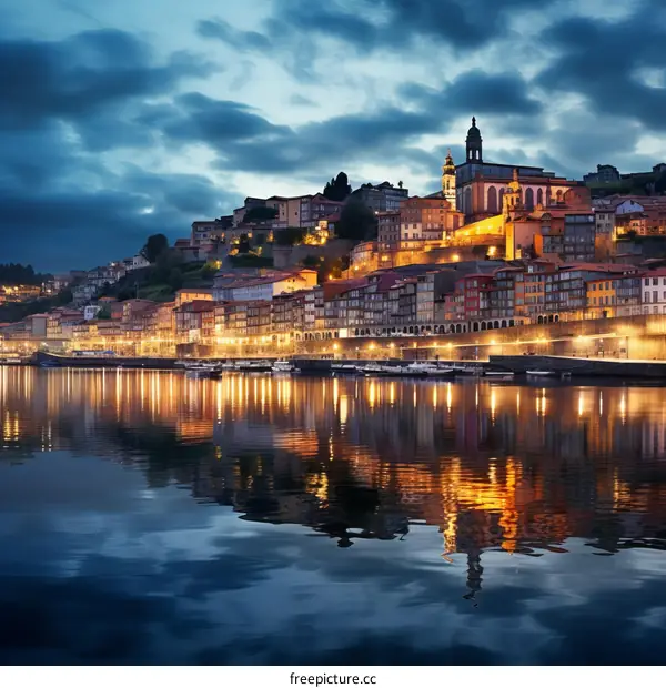 Night View of Porto City, Portugal