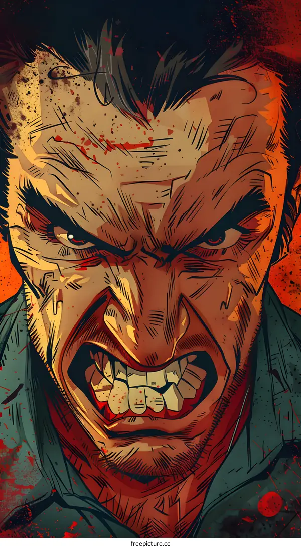 Illustration of a man with a red background