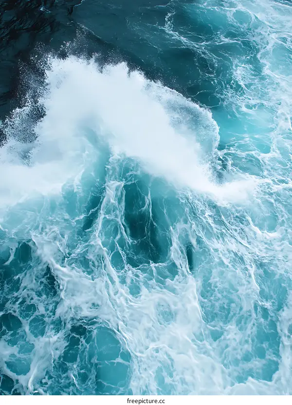 Ocean Waves Breaking and Creating Foam