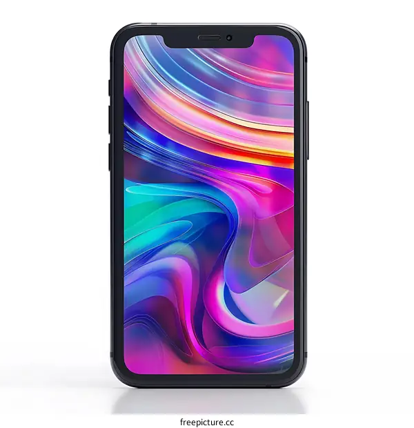 Black Smartphone with Colorful Abstract Wallpaper