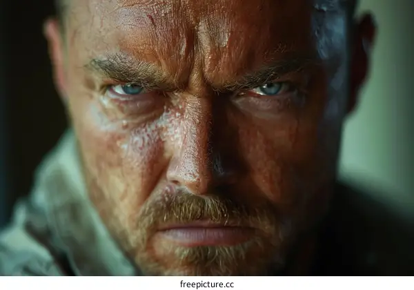Close-up Portrait of a Determined Man