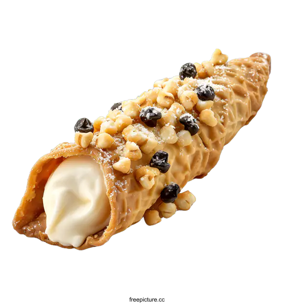 [Transparent Background PNG]Cannoli with Cream Filling and Nuts