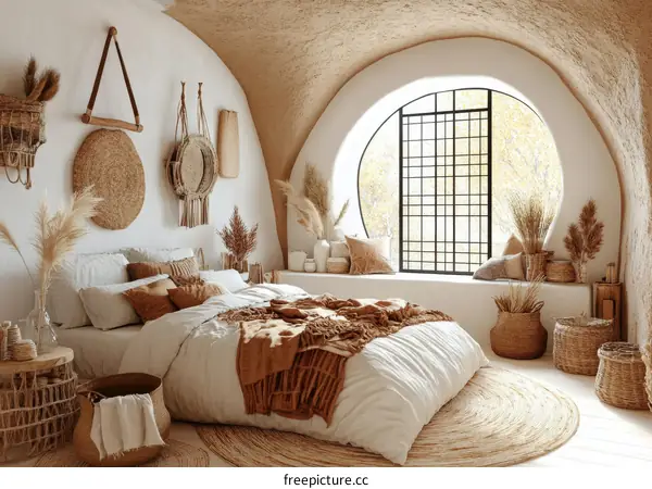 Bohemian Bedroom Interior Design Illustration