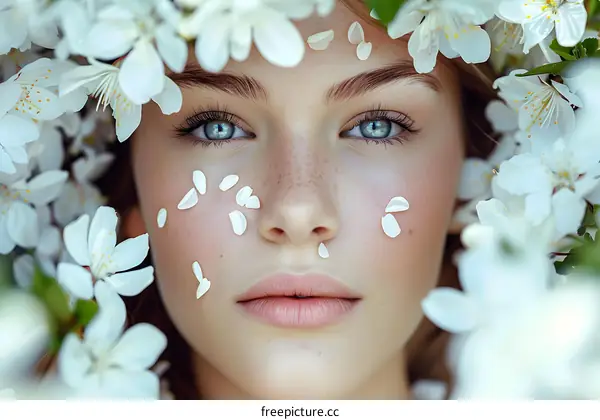 Beautiful Woman With Flowers in Her Hair